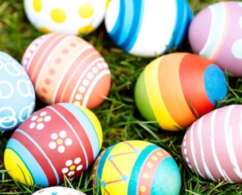 Image of Easter eggs on grass