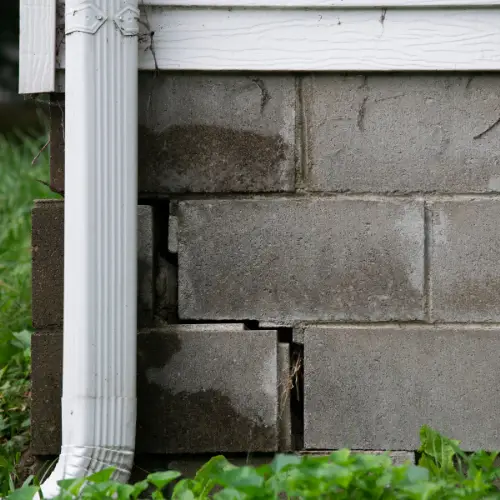 Concrete foundation of a home with cracks