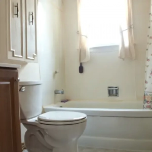 Toilet bowl and bathtub inside a bathroom